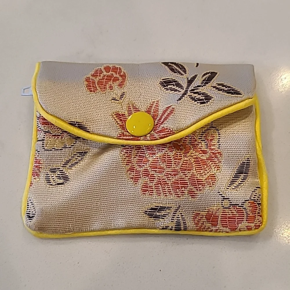 Silk Asian Floral Coin Jewelry Purse